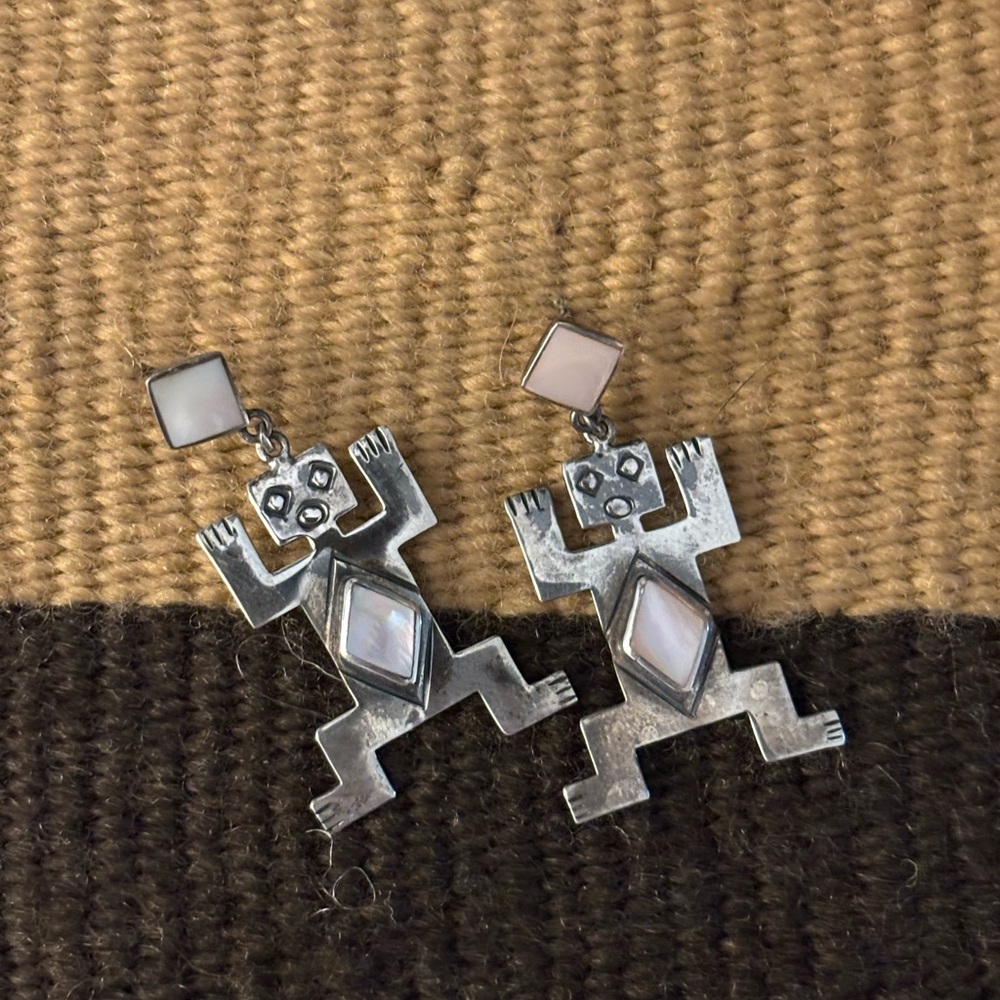 Old pawn Navajo figural earrings sterling silver kachina earrings